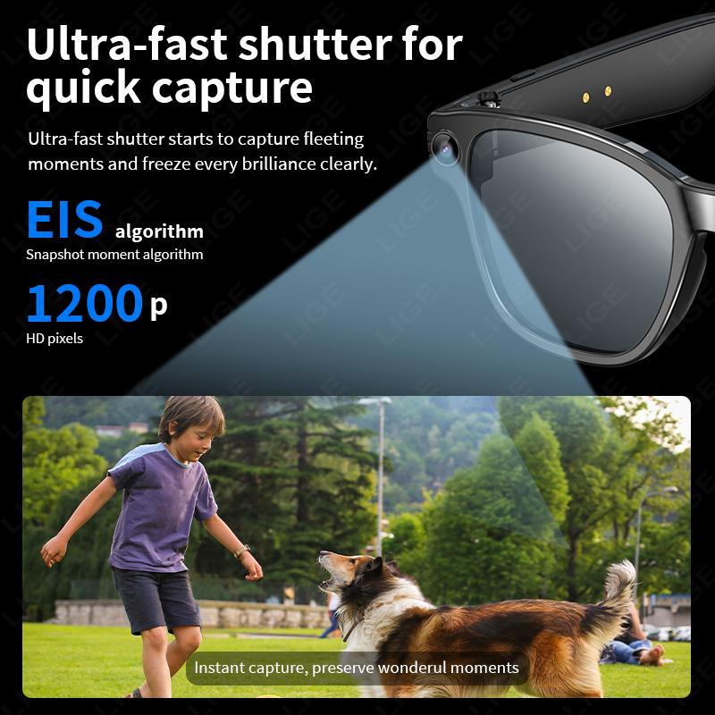 New AI Smart Glasses 800W Camera WIFI+Bluetooth Real-time Transmission Sunglasses Touch Control Video Record Glasses For Android