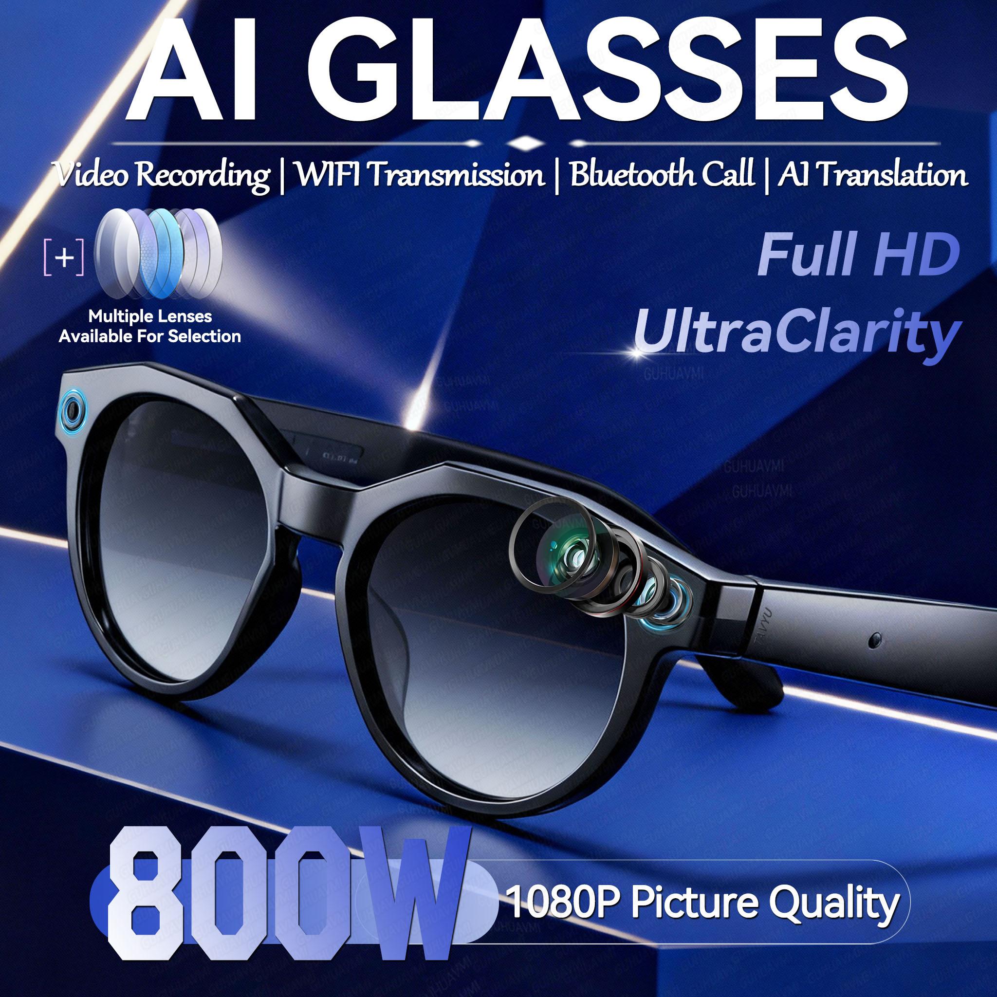 Smart glasses, new 1080P HD AI, GPT chat, 800MP camera, Bluetooth calling, 290mAh battery, WIFI transmission, waterproof, suitable for men