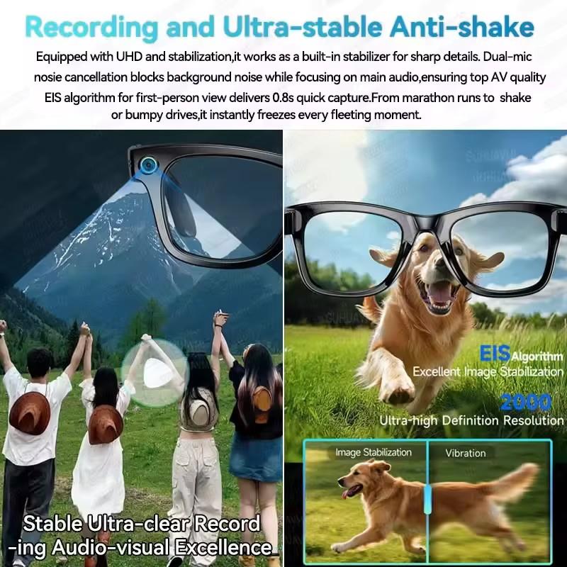 2025New Man 800W AI Smart Glasses Camera AI Translation Voice Bluetooth Call WiFi 4K HD Waterproof Anti Blue Light Women Glasses