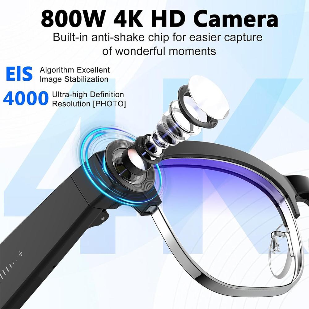 New 1080P HD Smart Glasses With 800W Ultra-Wide Camera Video Recording 4GB AI Photo Recognition Bluetooth Call Translation Voice