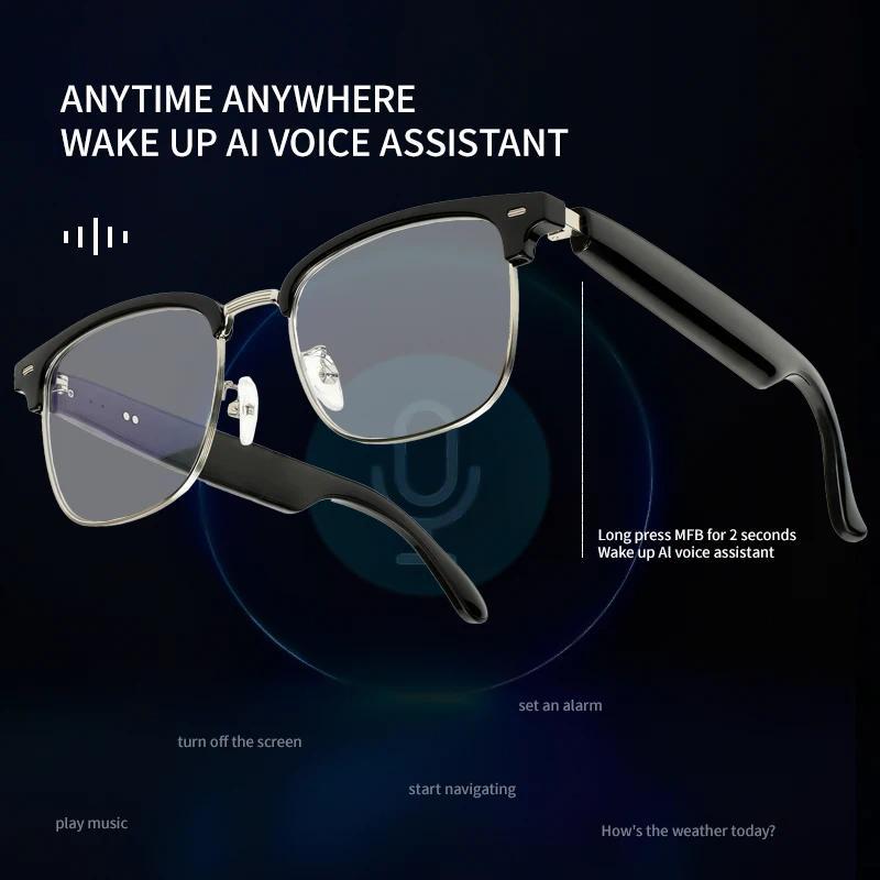 Smart Glasses Headset Wireless Bluetooth 5.0 Sunglasses Outdoor Sport Earphone Calling Music Eyeglasses App  Translator AI