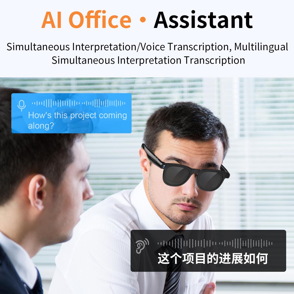 AI Smart Glasses V3 with 8MP Camera & ChatGPT. Features Bluetooth Call, Voice Wake-Up, Video Record & Music Play