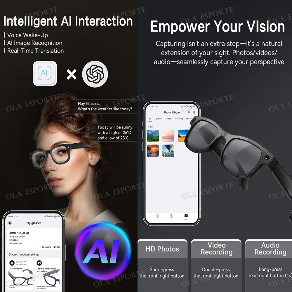 Discover the Revolutionary Features of Smart AI Translation photography Glasses Take Photos Recognizing Objects 4K Camera Bluetooth Call Intelligent Recording Glasses