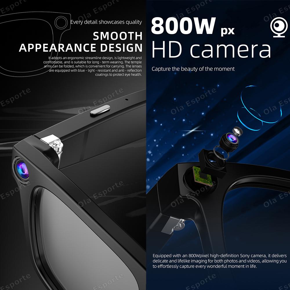 New Smart Glasses 800W Camera Video Recording Photo Album Music Playback Bluetooth Call Image Recognition Glasses For Men Women
