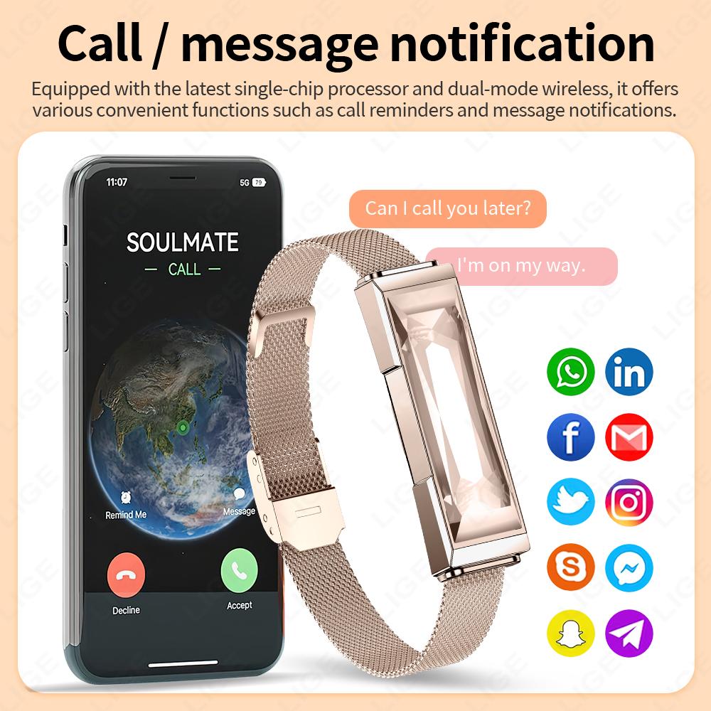 LIGE Smart Jewellery Bracelet Call Reminder Heart Rate Sleep Sports Fitness Tracker Pedometer Smart Watch Fashion Ladies Gift vs Competitors: Which One Should You Choose?