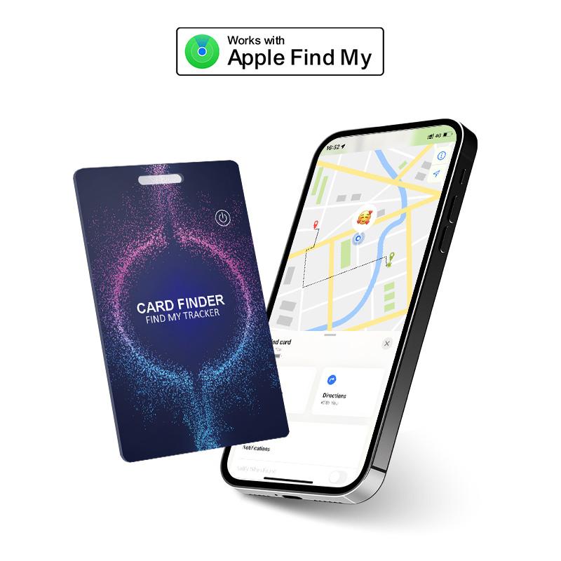 Smart Wallet Tracker Card, compatible with Apple iOS, features wireless charging, key finder, bag tracker, Bluetooth and GPS functionality