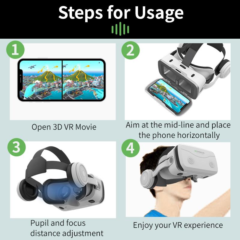 Virtual Reality VR Glasses 3D Headset Devices Viar Helmet Goggles Lenses Smart For Smartphones Phone Mobile Headphone Realidade